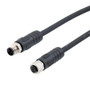 M12 4 Position IP67 L-Code Pigtail Cable Assembly, Unshielded 16AWG PUR Jacket, Male to Female, Black 1m