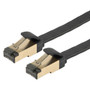 Category 7 10gig Flat Ethernet Cable Assembly, RJ45 Male/Plug, U/FTP Shielded Pairs, 30AWG Stranded, CM PVC Jacket, Black, 0.5FT