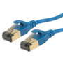 Category 7 10gig Slim Ethernet Cable Assembly, RJ45 Male/Plug, U/FTP Shielded Pairs, 32AWG Stranded, CM PVC Jacket, Blue, 35FT