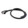 M12 4 Position IP67 L-Code Pigtail Cable Assembly, Unshielded 16AWG PUR Jacket, Right Angle Male to Open, Black 10m