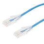 Category 6a 10gig Component Tested Slim Ethernet Patch Cable Assembly, 28AWG Stranded, RJ45 Male Plug, CM PVC Jacket, Blue, 15FT
