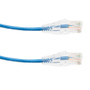 Category 6a 10gig Component Tested Slim Ethernet Patch Cable Assembly, 28AWG Stranded, RJ45 Male Plug, CM PVC Jacket, Blue, 25FT
