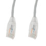 Category 6a 10gig Component Tested Slim Ethernet Patch Cable Assembly, 28AWG Stranded, RJ45 Male Plug, CM PVC Jacket, Gray, 3FT