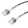 Category 6a 10gig Double Spring Slim Ethernet Cable Assembly, 30AWG Stranded, RJ45 Male Plugs with Spring Boots, CM Jacket, Black, 1FT