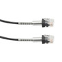 Category 6a 10gig Double Spring Slim Ethernet Cable Assembly, 30AWG Stranded, RJ45 Male Plugs with Spring Boots, CM Jacket, Black, 2FT