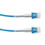 Category 6a 10gig Double Spring Slim Ethernet Cable Assembly, 30AWG Stranded, RJ45 Male Plugs with Spring Boots, CM Jacket, Blue, 2FT