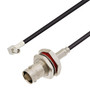 SMC Plug Right Angle to BNC Female Bulkhead Cable Assembly using RG174 Coax, 3 FT , LF Solder