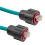 Category 6a Cable, IP67 RJ45 to IP67 RJ45, SF/UTP Double Shielded 26AWG Stranded High Flex Industrial Outdoor CMX Rated FR-TPE, Teal, 1.0m