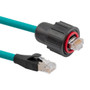 Category 6a Cable, IP67 RJ45 to RJ45, SF/UTP Double Shielded 26AWG Stranded High Flex Industrial Outdoor CMX Rated FR-TPE, Teal, 3.0m