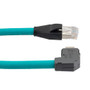 ix Industrial Assembly, Category 6a, SF/UTP, Right Angle Up ix A Plug To RJ45 Plug, 26 AWG, Industrial Outdoor High Flex, TPE, Teal, 3-meter