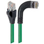 Shielded Category 6 Right Angle Patch Cable, Straight/Right Angle Right, Green, 15.0 ft