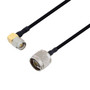 SMA Male Right Angle to N Male Cable Assembly using LC141TBJ Coax, 1 FT