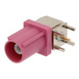 FAKRA Plug Right Angle Connector Solder Attachment Thru Hole PCB, Violet Color