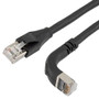 Ethernet 6a 10gig Right-Angle Patch Cable, F/UTP Shielded, 26AWG, RJ45 Straight to Down, LSZH, Black, 15 FT