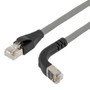 Ethernet 6a 10gig Right-Angle Patch Cable, F/UTP Shielded, 26AWG, RJ45 Straight to Down, LSZH, Gray, 20 FT