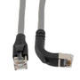 Ethernet 6a 10gig Right-Angle Patch Cable, F/UTP Shielded, 26AWG, RJ45 Straight to Down, LSZH, Gray, 20 FT