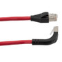 Ethernet 6a 10gig Right-Angle Patch Cable, F/UTP Shielded, 26AWG, RJ45 Straight to Down, LSZH, Red, 7 FT