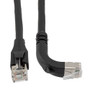 Ethernet 6a 10gig Right-Angle Patch Cable, F/UTP Shielded, 26AWG, RJ45 Straight to Up, LSZH, Black, 1 FT