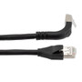 Ethernet 6a 10gig Right-Angle Patch Cable, F/UTP Shielded, 26AWG, RJ45 Straight to Up, LSZH, Black, 10 FT