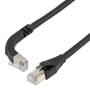 Ethernet 6a 10gig Right-Angle Patch Cable, F/UTP Shielded, 26AWG, RJ45 Straight to Up, LSZH, Black, 2 FT