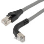 Ethernet 6a 10gig Right-Angle Patch Cable, F/UTP Shielded, 26AWG, RJ45 Straight to Up, LSZH, Gray, 10 FT