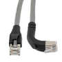 Ethernet 6a 10gig Right-Angle Patch Cable, F/UTP Shielded, 26AWG, RJ45 Straight to Up, LSZH, Gray, 5 FT