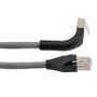 Ethernet 6a 10gig Right-Angle Patch Cable, F/UTP Shielded, 26AWG, RJ45 Straight to Up, LSZH, Gray, 7 FT