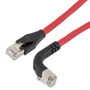 Ethernet 6a 10gig Right-Angle Patch Cable, F/UTP Shielded, 26AWG, RJ45 Straight to Up, LSZH, Red, 10 FT