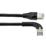 Ethernet 6a 10gig Right-Angle Patch Cable, F/UTP Shielded, 26AWG, RJ45 Straight to Left, LSZH, Black, 10 FT