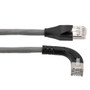 Ethernet 6a 10gig Right-Angle Patch Cable, F/UTP Shielded, 26AWG, RJ45 Straight to Left, LSZH, Gray, 2 FT