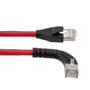 Ethernet 6a 10gig Right-Angle Patch Cable, F/UTP Shielded, 26AWG, RJ45 Straight to Left, LSZH, Red, 10 FT
