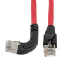 Ethernet 6a 10gig Right-Angle Patch Cable, F/UTP Shielded, 26AWG, RJ45 Straight to Left, LSZH, Red, 20 FT