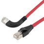 Ethernet 6a 10gig Right-Angle Patch Cable, F/UTP Shielded, 26AWG, RJ45 Straight to Left, LSZH, Red, 7 FT