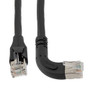 Ethernet 6a 10gig Right-Angle Patch Cable, F/UTP Shielded, 26AWG, RJ45 Straight to Right, LSZH, Black, 5 FT