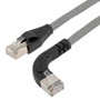 Ethernet 6a 10gig Right-Angle Patch Cable, F/UTP Shielded, 26AWG, RJ45 Straight to Right, LSZH, Gray, 5 FT