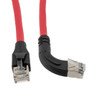 Ethernet 6a 10gig Right-Angle Patch Cable, F/UTP Shielded, 26AWG, RJ45 Straight to Right, LSZH, Red, 5 FT