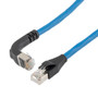 Ethernet Category 6a 10gig Right Angle Patch Cable, F/UTP Shielded, 26AWG, RJ45 Straight to Down, CMX PVC, Blue, 1.0 ft