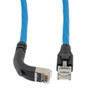 Ethernet Category 6a 10gig Right Angle Patch Cable, F/UTP Shielded, 26AWG, RJ45 Straight to Down, CMX PVC, Blue, 1.0 ft