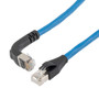 Ethernet Category 6a 10gig Right Angle Patch Cable, F/UTP Shielded, 26AWG, RJ45 Straight to Down, CMX PVC, Blue, 10.0 ft