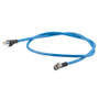 Ethernet Category 6a 10gig Right Angle Patch Cable, F/UTP Shielded, 26AWG, RJ45 Straight to Down, CMX PVC, Blue, 7.0 ft