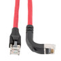 Ethernet Category 6a 10gig Right Angle Patch Cable, F/UTP Shielded, 26AWG, RJ45 Straight to Down, CMX PVC, Red, 5.0 ft