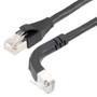 Ethernet Category 6a 10gig Right Angle Patch Cable, F/UTP Shielded, 26AWG, RJ45 Straight to Up, CMX PVC, Black, 20.0 ft