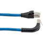Ethernet Category 6a 10gig Right Angle Patch Cable, F/UTP Shielded, 26AWG, RJ45 Straight to Up, CMX PVC, Blue, 10.0 ft