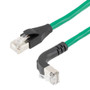 Ethernet Category 6a 10gig Right Angle Patch Cable, F/UTP Shielded, 26AWG, RJ45 Straight to Up, CMX PVC, Green, 2.0 ft