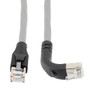 Ethernet Category 6a 10gig Right Angle Patch Cable, F/UTP Shielded, 26AWG, RJ45 Straight to Up, CMX PVC, Gray, 3.0 ft