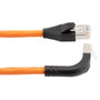 Ethernet Category 6a 10gig Right Angle Patch Cable, F/UTP Shielded, 26AWG, RJ45 Straight to Up, CMX PVC, Orange, 7.0 ft