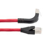 Ethernet Category 6a 10gig Right Angle Patch Cable, F/UTP Shielded, 26AWG, RJ45 Straight to Up, CMX PVC, Red, 2.0 ft