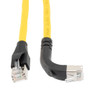 Ethernet Category 6a 10gig Right Angle Patch Cable, F/UTP Shielded, 26AWG, RJ45 Straight to Up, CMX PVC, Yellow, 3.0 ft