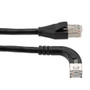 Ethernet Category 6a 10gig Right Angle Patch Cable, F/UTP Shielded, 26AWG, RJ45 Straight to Left, CMX PVC, Black, 3.0 ft