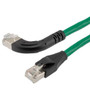 Ethernet Category 6a 10gig Right Angle Patch Cable, F/UTP Shielded, 26AWG, RJ45 Straight to Left, CMX PVC, Green, 2.0 ft